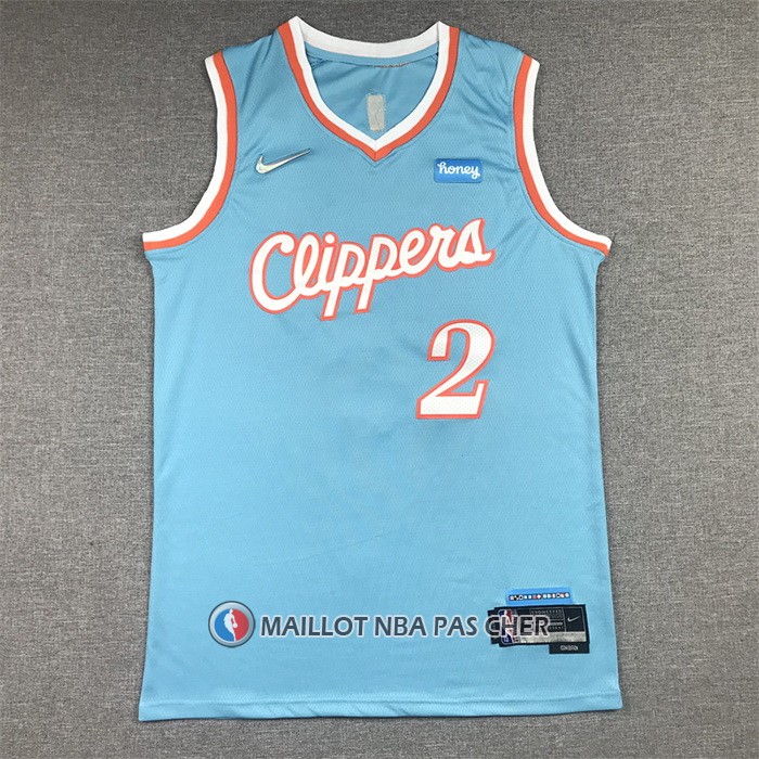 Maillot Los Angeles Clippers Kawhi Leonard NO 2 Ville 2021-22 Bleu